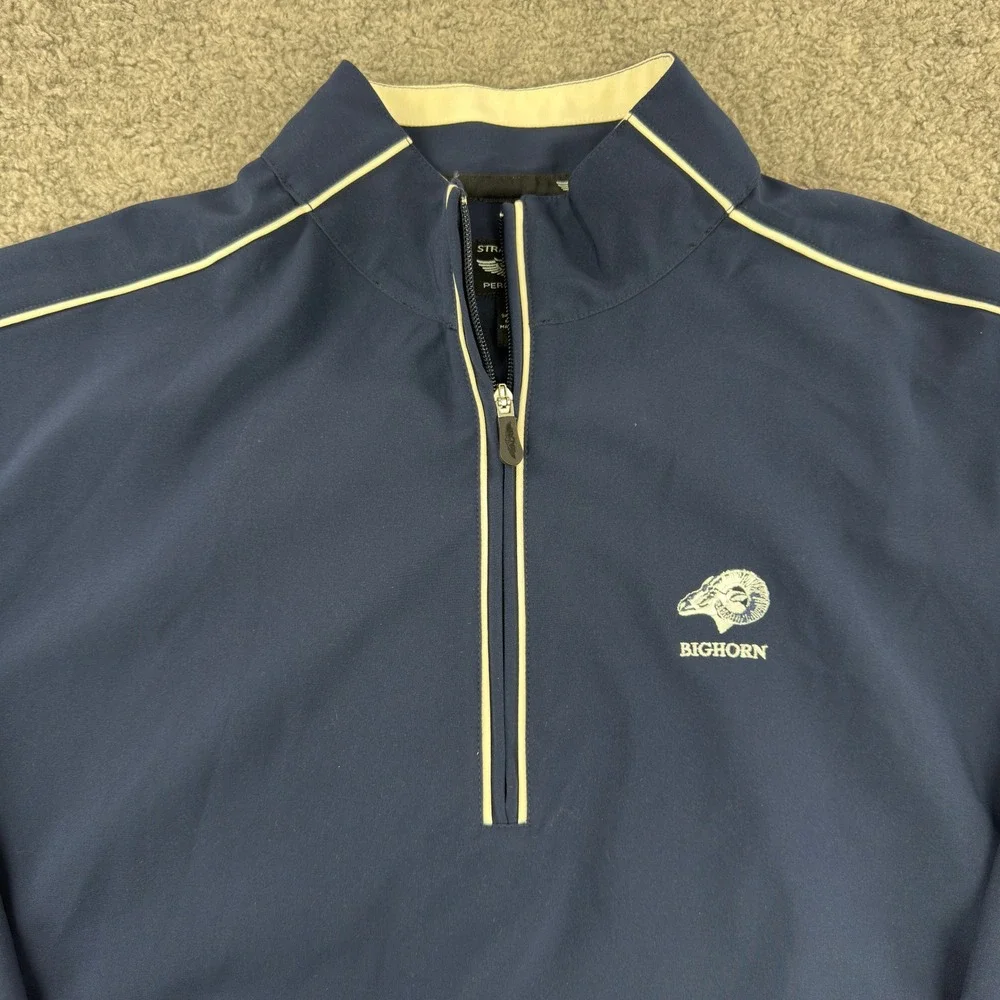 Straight Down Performance Mens XL 1/4 Zip Pullover‎ Navy Blue Bighorn Golf Club